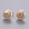 Natural Pearl Stud Earrings EJEW-L231-17G-1