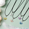 Glass Seed Beads & Glass Pearl Angel Pendant Necklaces NJEW-MZ00056-2