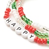 3Pcs 3 Style Glass Seed Stretch Bracelets Set with Word Happy Acrylic Beads for Women BJEW-JB08202-5