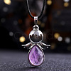 Angel Wings Crystal Teardropt Pendant Necklaces CI6428-6-1