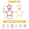 FIBLOOM 6 Pairs 6 Colors Alloy Hollow Star Dangle Stud Earrings with Rhinestone for Women EJEW-FI0001-87-2