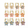 Brass Enamel Dangle Hoop Earrings EJEW-S208-140-NF-1