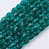 Teal Faceted Glass Teardrop Beads Strands X-GLAA-R024-6x4mm-16-1