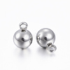 Tarnish Resistant 201 Stainless Steel Round Ball Charms X-STAS-H376-34-2