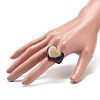 Faux Mink Cobered Heart Finger Ring RJEW-JR00538-05-3
