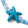 Glass Seed & Synthetic Turquoise Starfish Beaded Stretch Bracelet for Women BJEW-JB09709-01-3