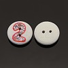 2-Hole Flat Round Number Printed Wooden Sewing Buttons BUTT-M002-2-2