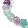 Natural Rainbow Fluorite & Synthetic Hematite Beaded Stretch Bracelet BJEW-JB09760-01-4