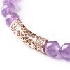 Natural Amethyst Round Beads Stretch Bracelets Set BJEW-JB06980-02-10