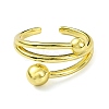 Brass with Cubic Zirconia Open Cuff Ring RJEW-B051-08G-2