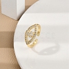 Rack Plating Brass Micro Pave Clear Cubic Zirconia Cuff Finger Rings for Women RJEW-M028-72G-3