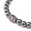 Round Synthetic Noctilucent Stone/Luminous Stone Braided Bead Bracelet with Buddha Head BJEW-JB07640-01-4