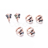 Brass Micro Pave Clear Cubic Zirconia Huggie Hoop Earrings EJEW-I246-01RG-2