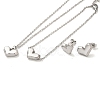 Non-Tarnish Heart 304 Stainless Steel Pendant Necklaces & Bracelets & Stud Earrings Sets for Women SJEW-C004-01P-2