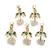 Brass Micro Pave Green Cubic Zirconia Charms KK-S354-245-NF-1