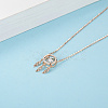 925 Sterling Silver Clear Cubic Zirconia Ring with Leaf Pendant Cable Chain Necklaces for Women ID6587-5