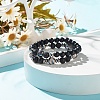 2Pcs 2 Style Natural & Synthetic Mixed Gemstone Round Beaded Stretch Bracelets Set for Women BJEW-JB08023-2