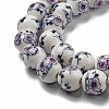 Handmade Flower Printed Porcelain Ceramic Beads Strands PORC-M007-10mm-05-3