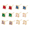 Cubic Zirconia Square Stud Earrings EJEW-F282-20-G-1