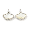 Natural Shell & Brass Gingko Leaf Charms KK-P275-06P-1