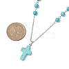 Cross Synthetic Turquoise Pendant Necklaces NJEW-JN05009-3