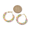 Colorful Glass Seed Beads Hoop Earrings EJEW-MZ00151-3