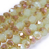 Imitation Jade Half Plated Faceted Rondelle Electroplate Glass Bead Strands X-EGLA-D020-3x2mm-58-1