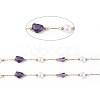 Natural Amethyst Nugget & Glass Imitation Pearl Beaded Chain CHS-C006-02F-2