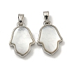 Rack Plating Brass Pave Natural White Shell Pendants KK-U025-04P-01-1