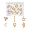 12Pcs 6 Styles Brass Micro Pave Clear Cubic Zirconia Connector Charms KK-TA0001-14-1