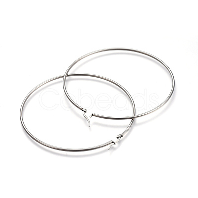 Tarnish Resistant 201 Stainless Steel Big Hoop Earrings EJEW-A052-20E-P-1