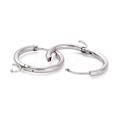 Tarnish Resistant 201 Stainless Steel Huggie Hoop Earring Findings STAS-P283-01S-P-1