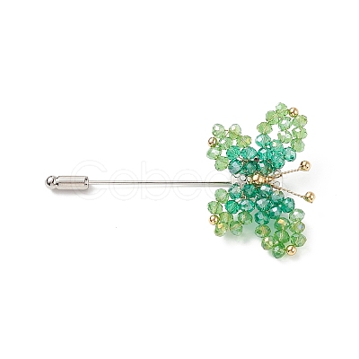 Glass Braided Bead Butterfly Lapel Pin JEWB-TA00005-1