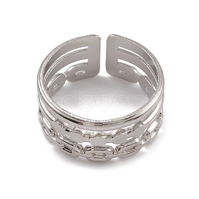 Non-Tarnish 304 Stainless Steel Triple Line Cuff Rings for Women RJEW-G285-15P-1