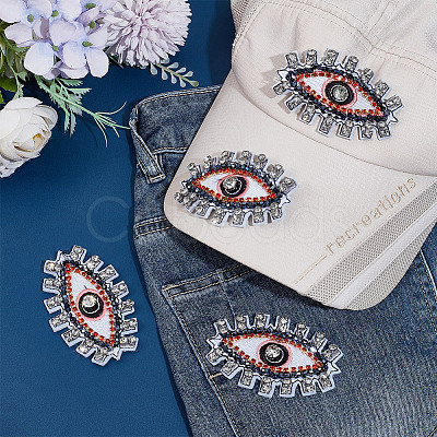 5Pcs Evil Eye Cloth Embroidered Appliques FIND-FG0003-07A-1