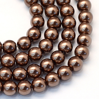 Baking Painted Pearlized Glass Pearl Round Bead Strands HY-Q003-6mm-52-1