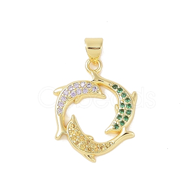 Brass Micro Pave Cubic Zirconia Pendants KK-E111-41G-01-1