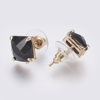 Faceted Glass Stud Earring Findings X-GLAA-F084-C09-1