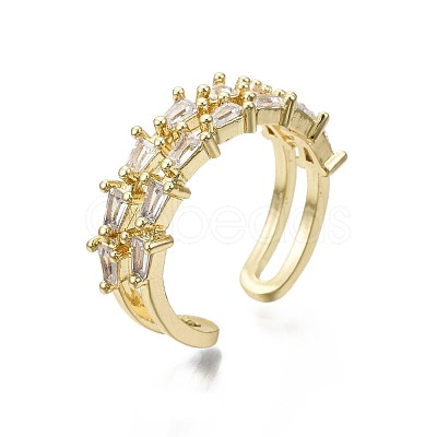 Brass Micro Pave Clear Cubic Zirconia Cuff Rings RJEW-S044-088-NF-1