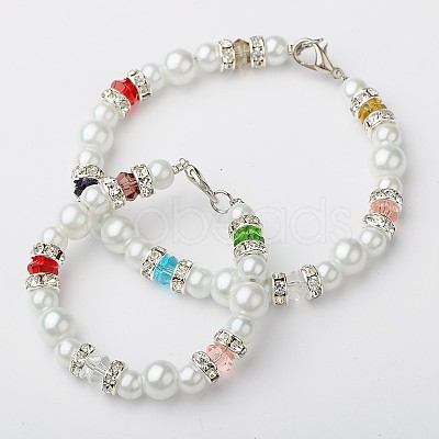 Glass Pearl Round Beads Jewelry Sets for Mother and Kids BJEW-JB01430-06-1