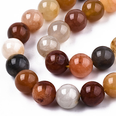 Natural Golden Silk Jade Beads Strands G-S373-004-10mm-1