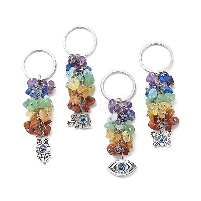 Chakra Natural Gemstone Chip Bead Keychain KEYC-JKC00415-02-1