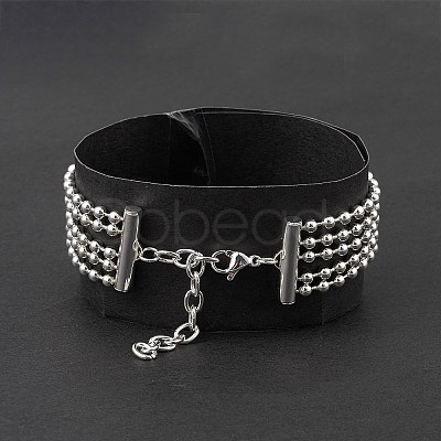 304 Stainless Steel Ball Chains Multi-strand Bracelet for Women BJEW-G669-11S-1