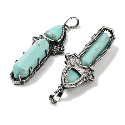 Synthetic Turquoise Sword Big Pendants G-Q163-08AS-09-1