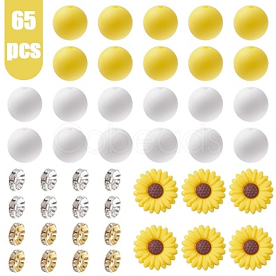 DIY Daisy Flower Silicone Beads Jewelry Making Finding Kit DIY-YW0008-77-1