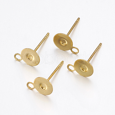 Brass Stud Earring Findings X-KK-K225-02B-G-1