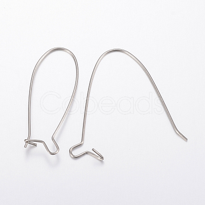 Tarnish Resistant 304 Stainless Steel Hoop Earrings Findings Kidney Ear Wires X-STAS-H434-46P-1