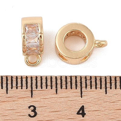 Brass Pave Clear Cubic Zirconia Beads KK-N256-08G-B-1