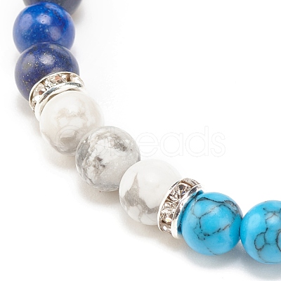 Natural & Synthetic Mixed Gemstone Round Beaded Stretch Bracelet for Women  BJEW-JB08336-1