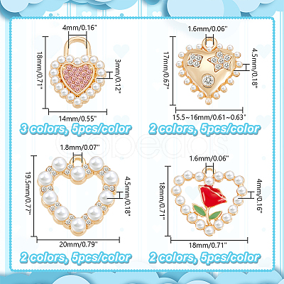 AHADERMAKER 45Pcs 9 Style Alloy Crystal Rhinestone Pendants ALRI-GA0001-06-1